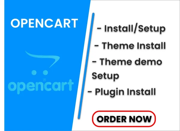 Install opencart, setup theme and plugins